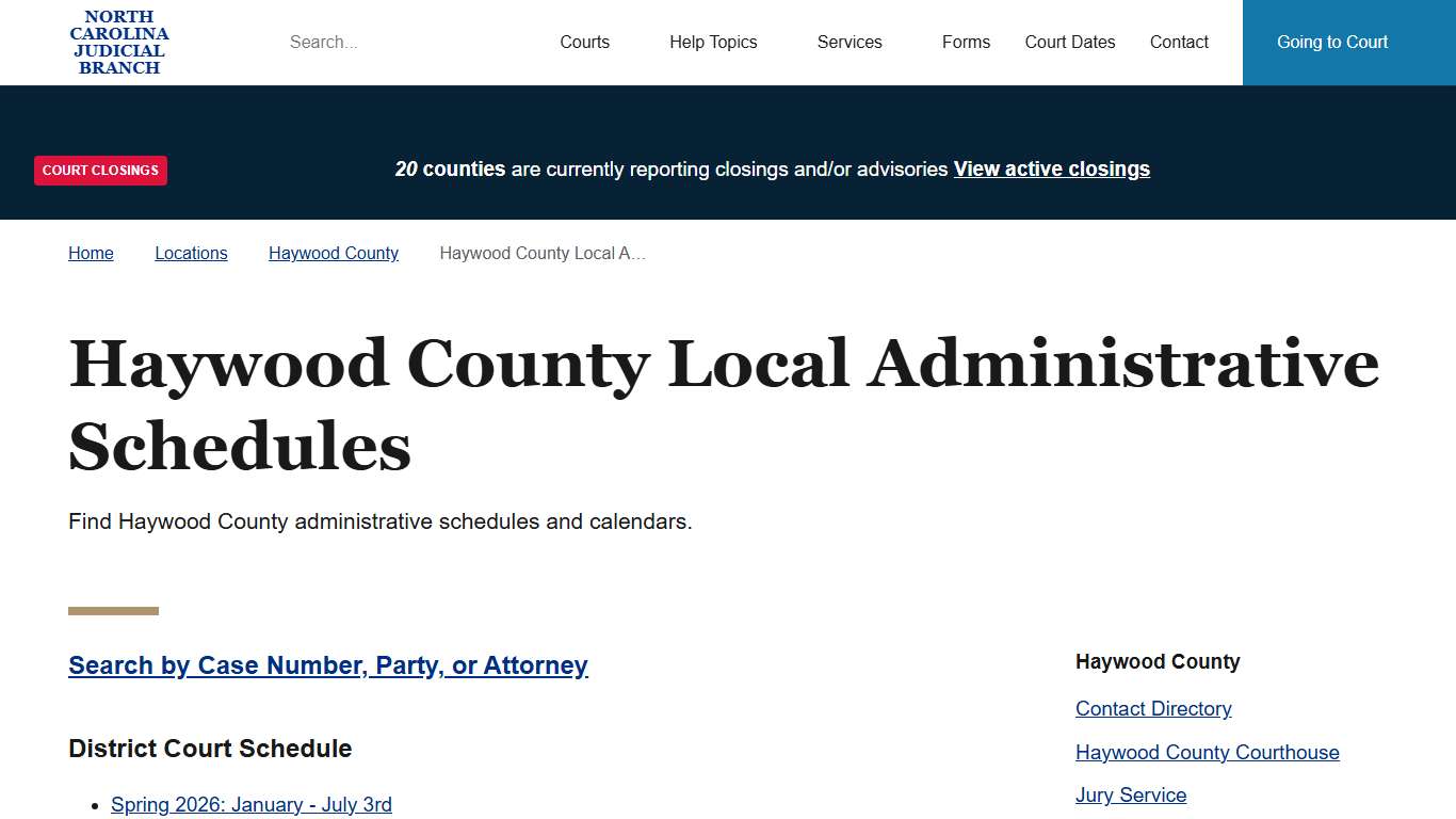 Haywood County Local Administrative Schedules North Carolina Judicial Branch